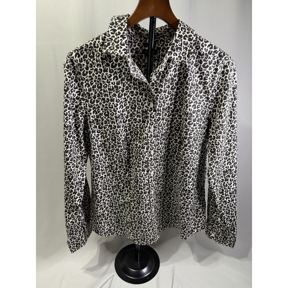 Talbots Button Down Long Sleeve Black And White Wrinkle resistant Preppy